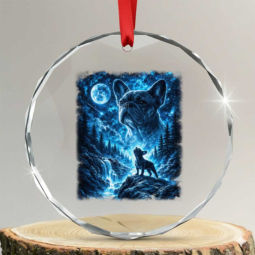 French Bulldog Howling To The Moon Crystal Glass Ornament Vintage Graphic Dog Lovers Silly Frenchy Bulldog Mom