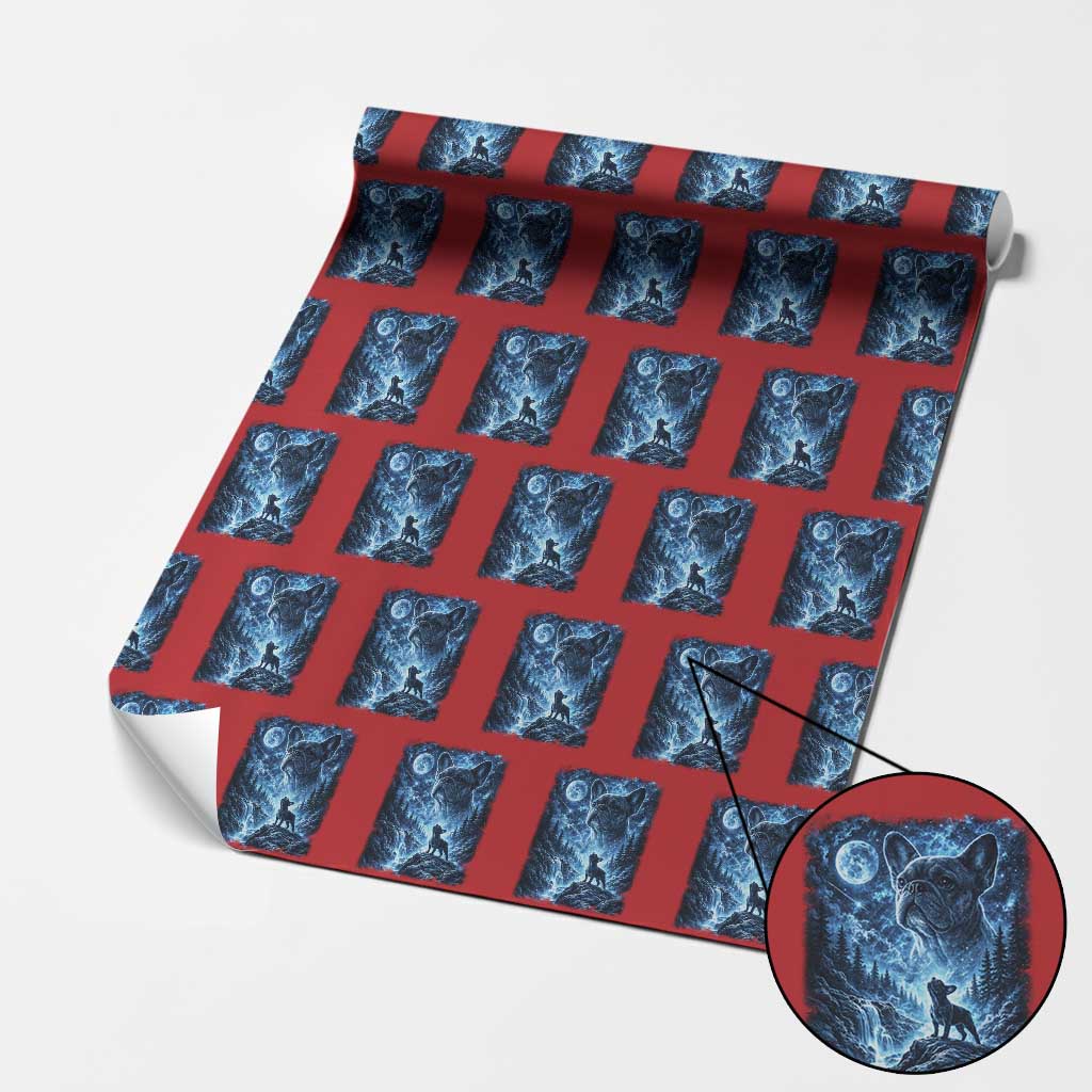 French Bulldog Howling To The Moon Wrapping Paper Roll Vintage Graphic Dog Lovers Silly Frenchy Bulldog Mom