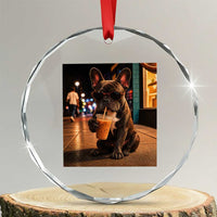 French Bulldog Iced Coffee Crystal Glass Ornament Grunge Frenchie Graphic Funny Dog Lover