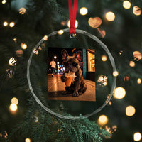 French Bulldog Iced Coffee Crystal Glass Ornament Grunge Frenchie Graphic Funny Dog Lover