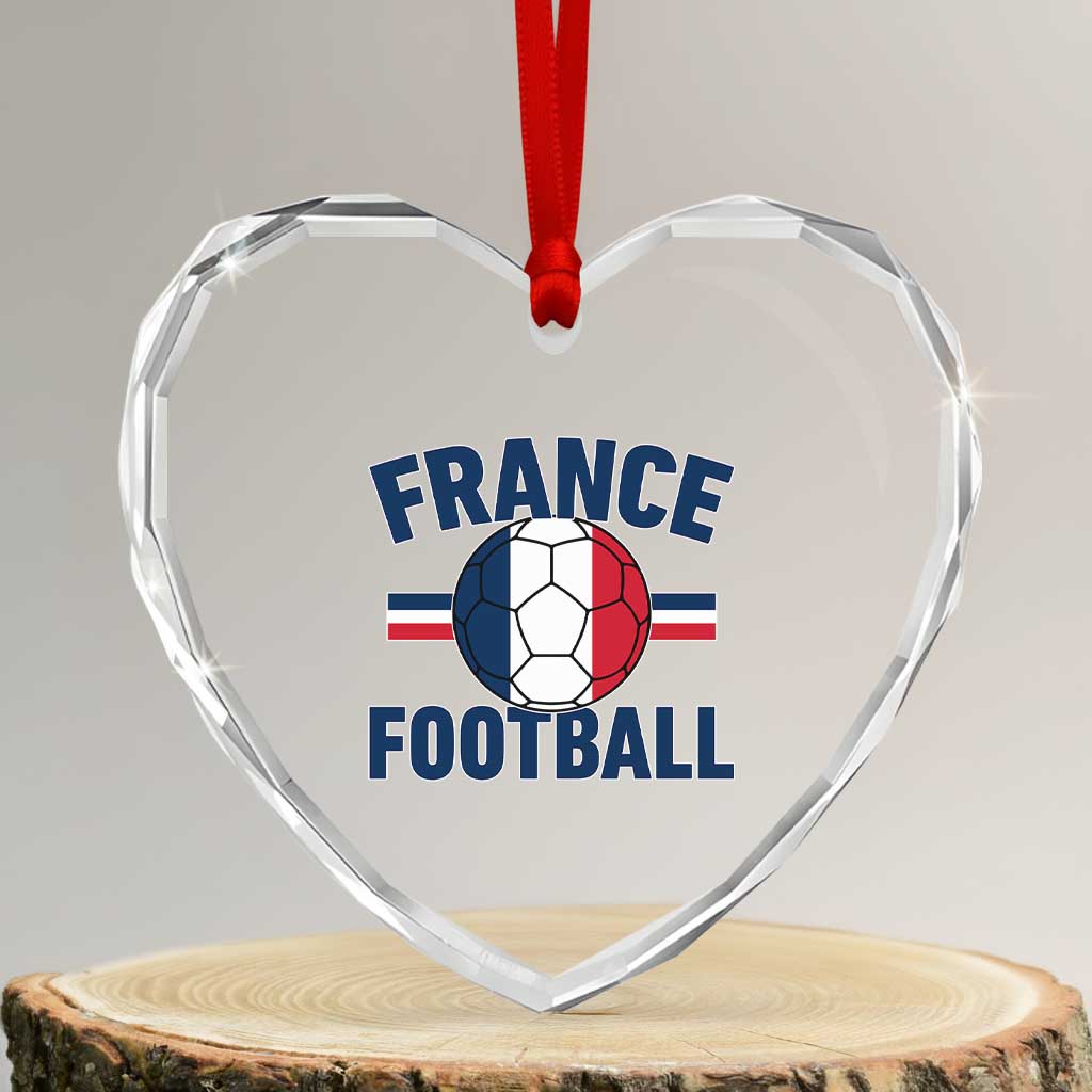 French Flag France Soccer Football Fan Heart Crystal Glass Ornament