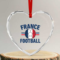 French Flag France Soccer Football Fan Heart Crystal Glass Ornament