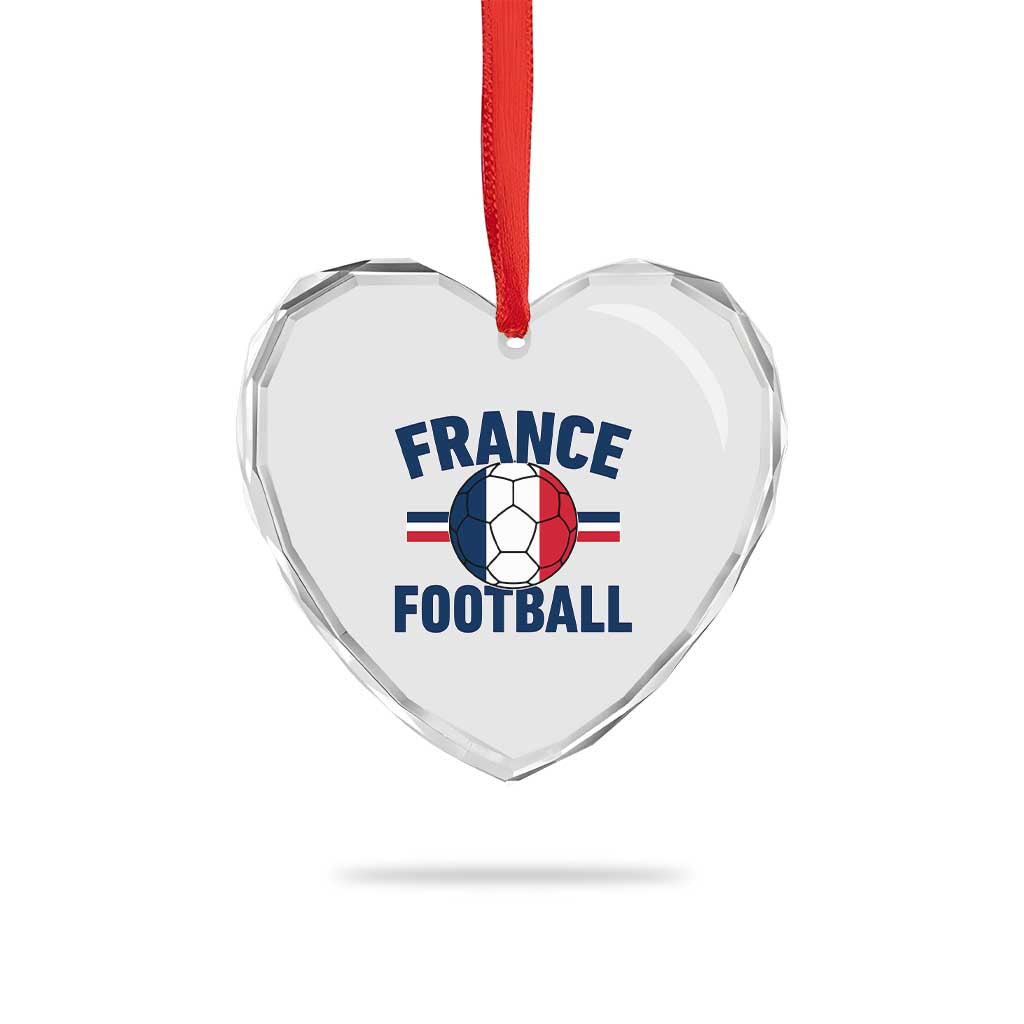 French Flag France Soccer Football Fan Heart Crystal Glass Ornament