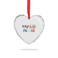 French Football Fan Heart Crystal Glass Ornament France Soccer Game Day Gift