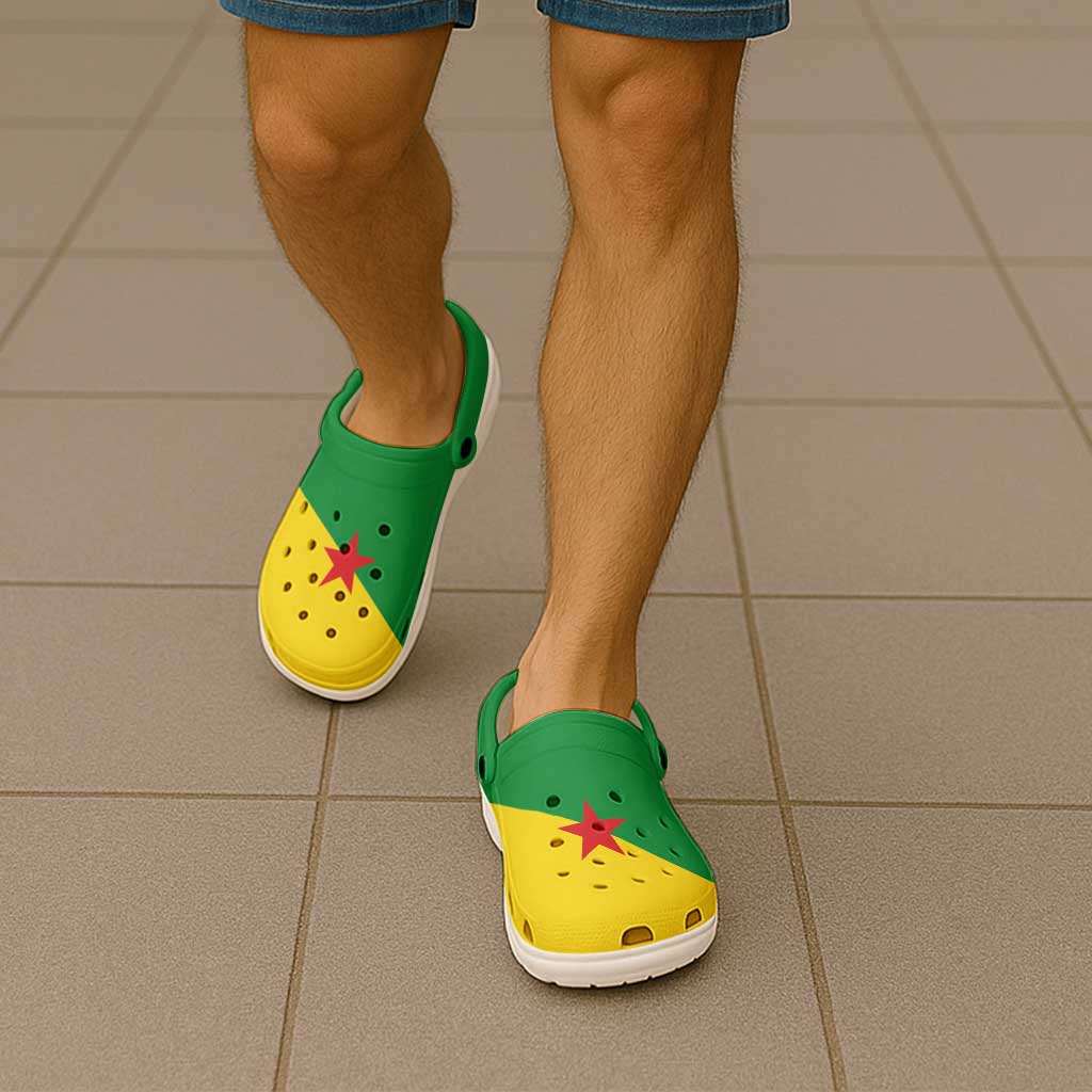 French Guiana Clogs Shoes Heritage Palette Flag-Inspired - Wonder Print Shop