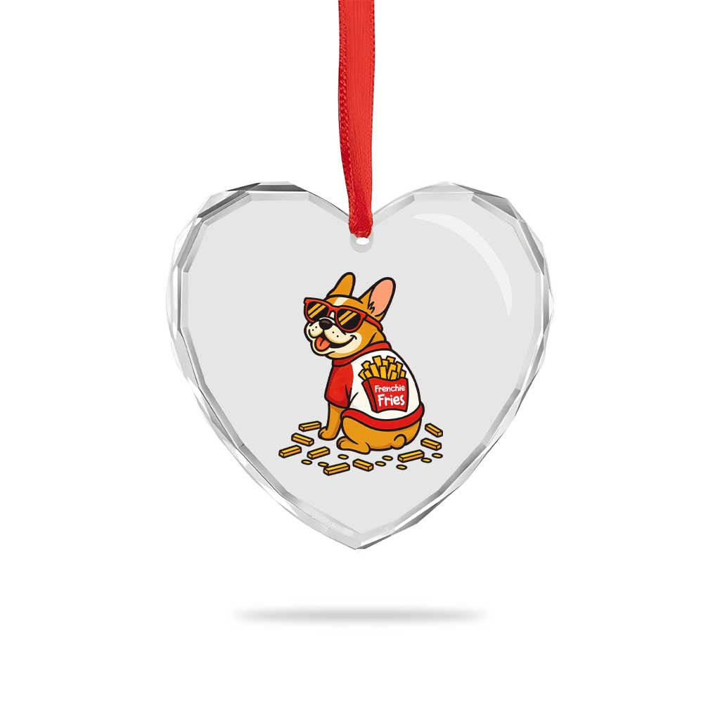 Frenchie Fries Heart Crystal Glass Ornament Funny French Bulldog Lover Gift - Wonder Print Shop