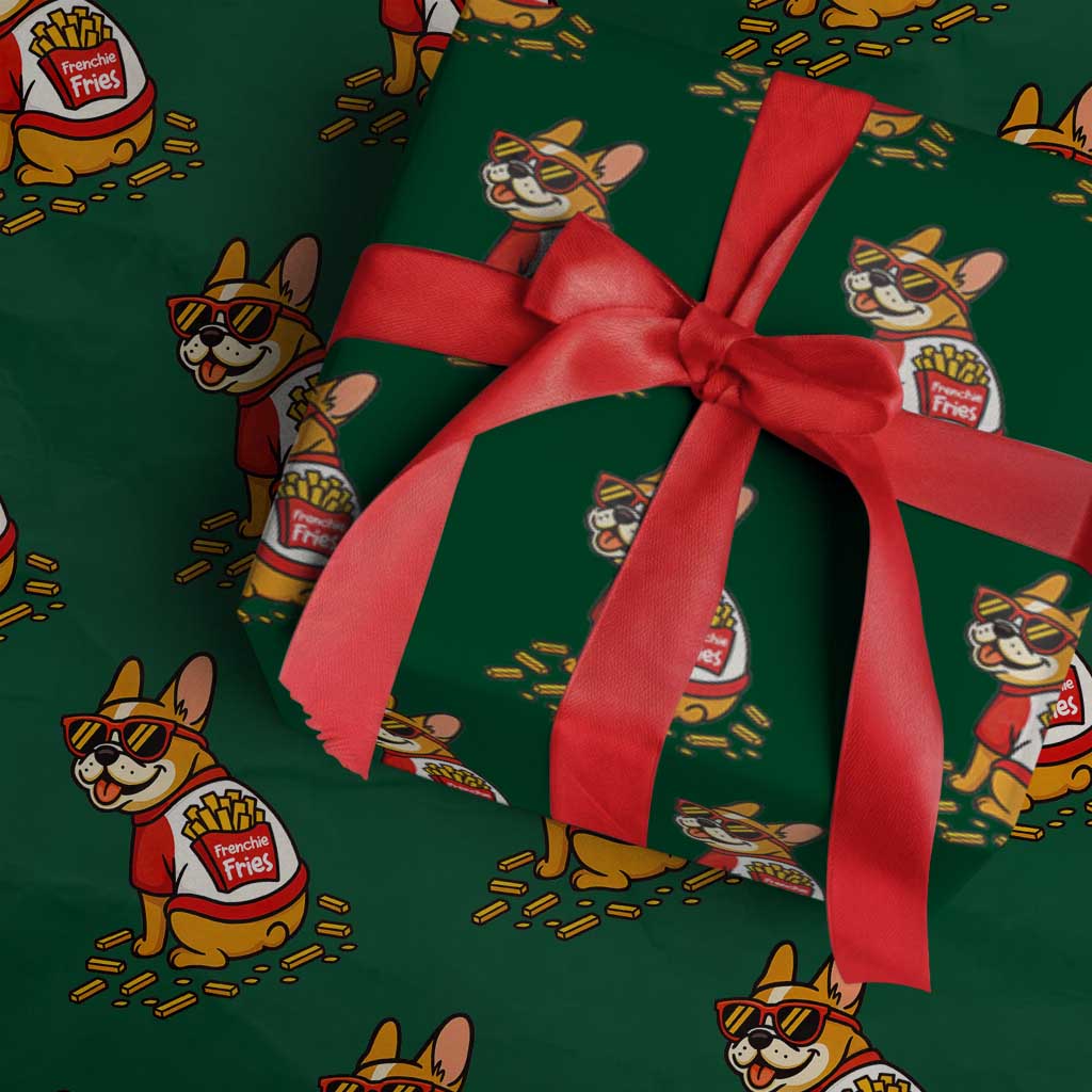Frenchie Fries Wrapping Paper Roll Funny French Bulldog Lover Gift - Wonder Print Shop