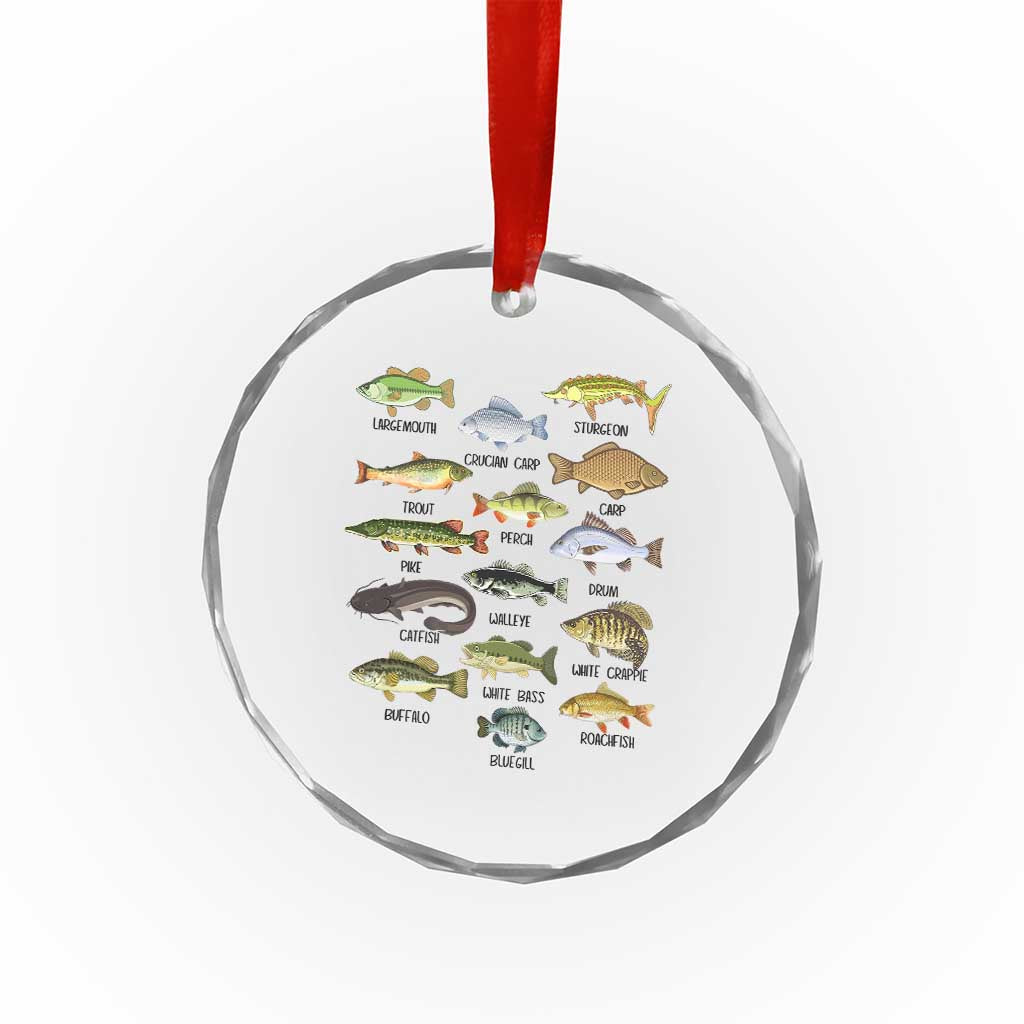 Freshwater Fish Species Crystal Glass Ornament Funny Fishing Types Fisherman Dad TS02