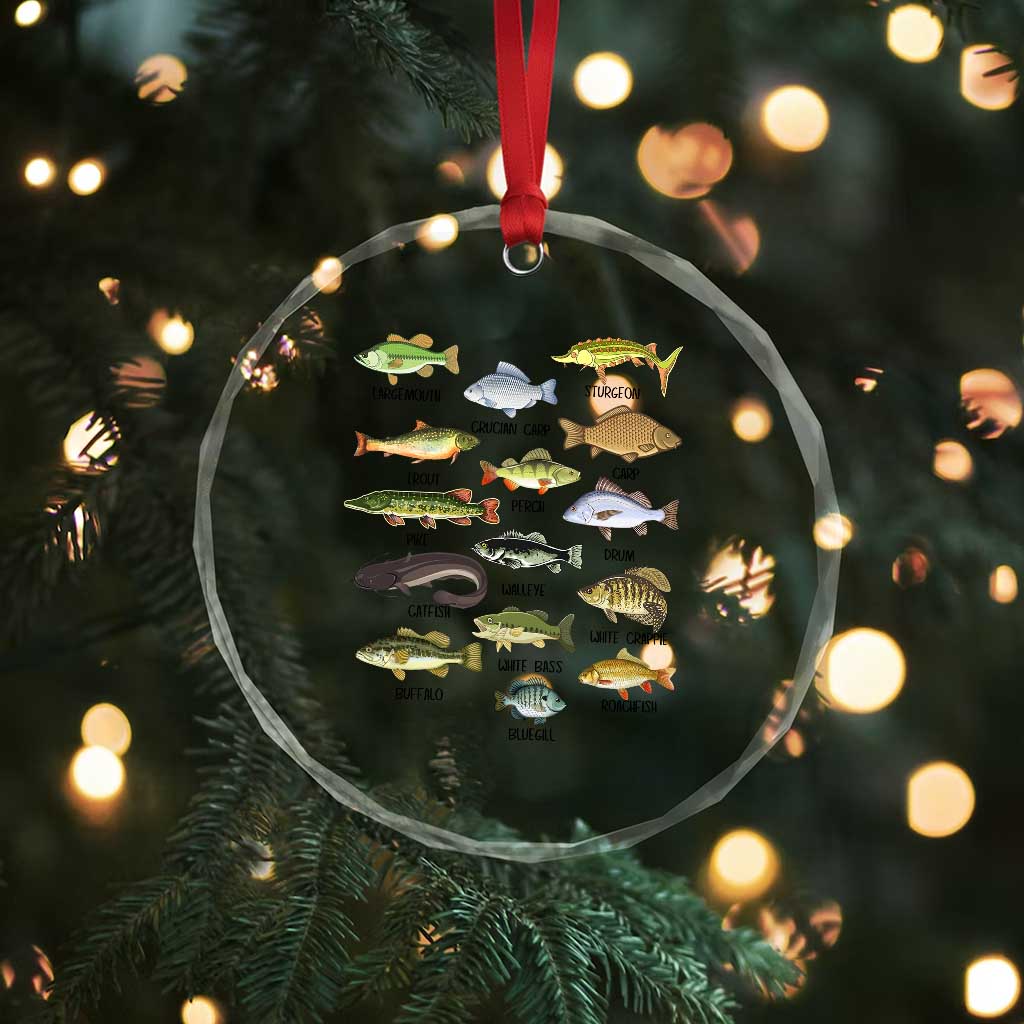 Freshwater Fish Species Crystal Glass Ornament Funny Fishing Types Fisherman Dad TS02