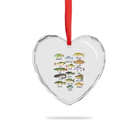 Freshwater Fish Species Heart Crystal Glass Ornament Funny Fishing Types Fisherman Dad - Wonder Print Shop
