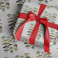Freshwater Fish Species Wrapping Paper Roll Funny Fishing Types Fisherman Dad - Wonder Print Shop