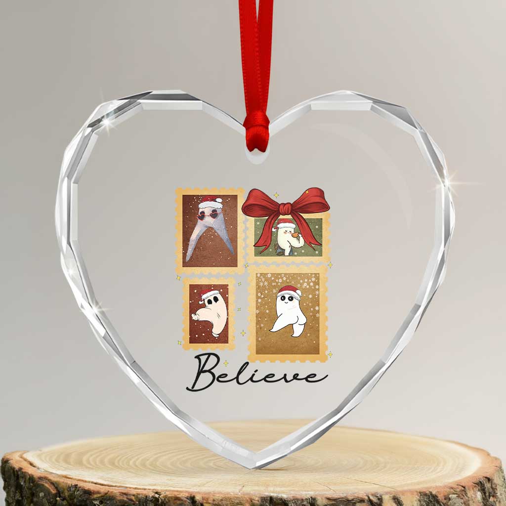 Fresno Nightcrawler Cryptid Christmas Believe Gift Heart Crystal Glass Ornament - Wonder Print Shop