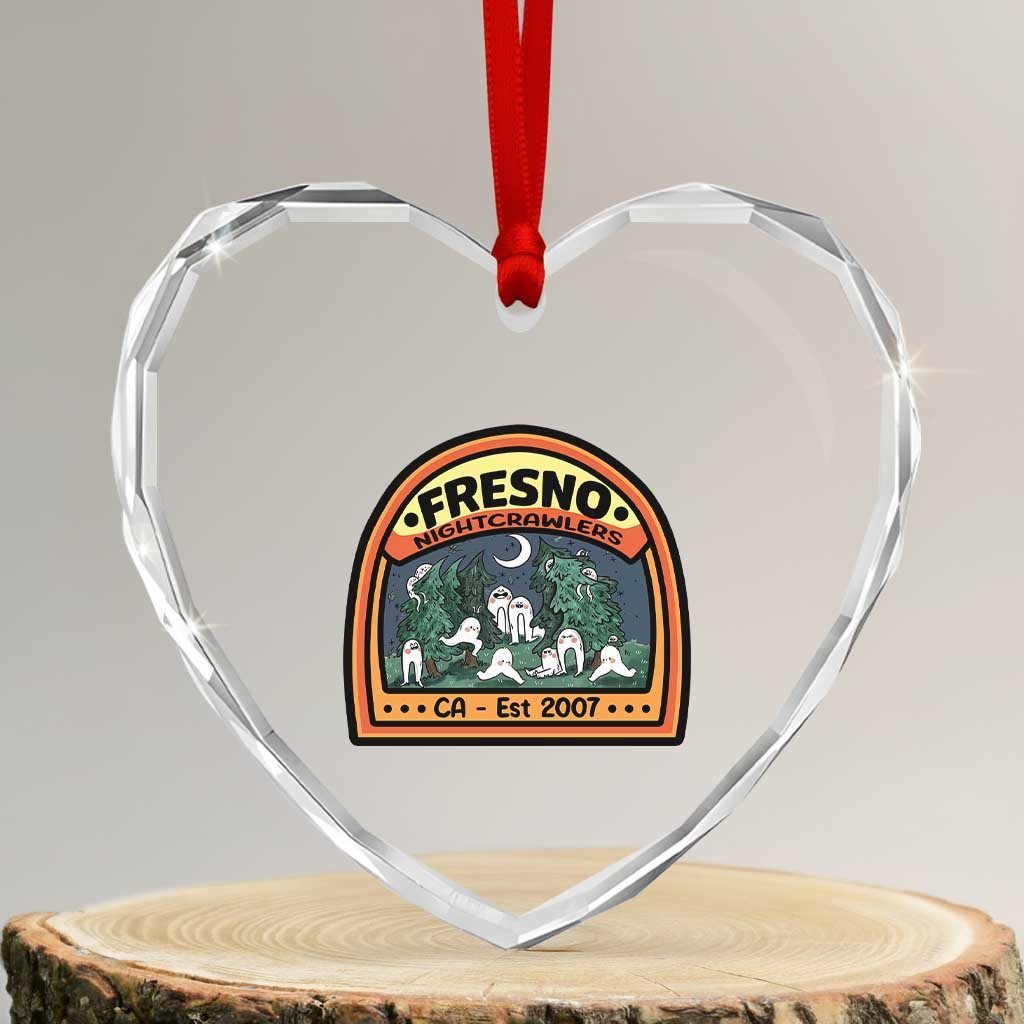 Fresno Nightcrawlers Folklore Gift Heart Crystal Glass Ornament Home Of California Cryptids - Wonder Print Shop