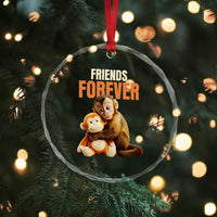 Friends Forever Viral Punch The Monkey Crystal Glass Ornament Cute Baby Monkey Hugging Plush Toy Best Friend Gift