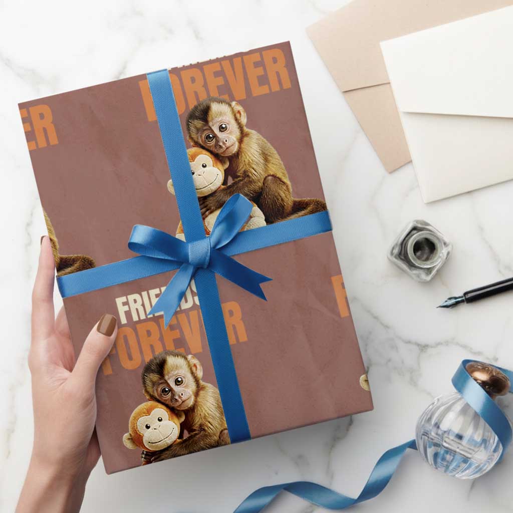 Friends Forever Viral Punch The Monkey Wrapping Paper Roll Cute Baby Monkey Hugging Plush Toy Best Friend Gift