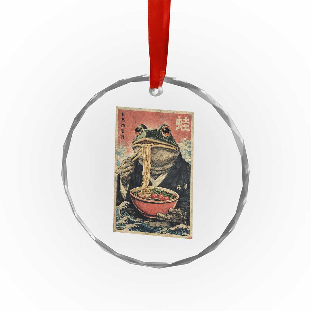Frog Eat Ramen Crystal Glass Ornament Funny Japanese Noodles Anime Lovers Kawaii Anime - Wonder Print Shop