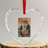 Frog Eat Ramen Heart Crystal Glass Ornament Funny Japanese Noodles Anime Lovers Kawaii Anime - Wonder Print Shop