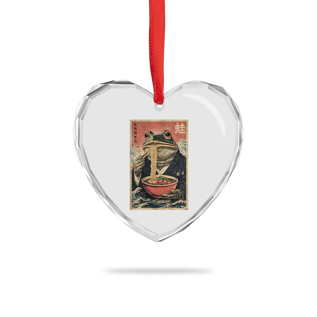 Frog Eat Ramen Heart Crystal Glass Ornament Funny Japanese Noodles Anime Lovers Kawaii Anime - Wonder Print Shop