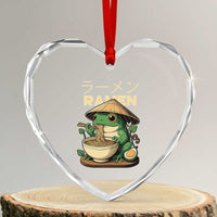 Frog Eating Ramen Heart Crystal Glass Ornament Funny Japanese Food Lover Anime - Wonder Print Shop
