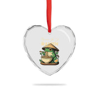 Frog Eating Ramen Heart Crystal Glass Ornament Funny Japanese Food Lover Anime - Wonder Print Shop