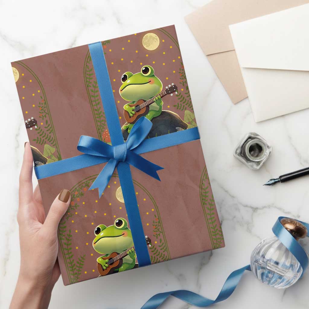 Frog Playing Guitar Wrapping Paper Roll Gift for Musicians - Wonder Print Shop