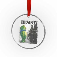Frog Resist Crystal Glass Ornament Portland Frog Activist Protest City Art - Wonder Print Shop