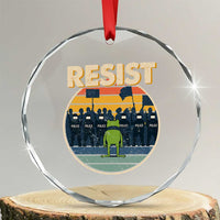 Frog Resist Crystal Glass Ornament Portland Frog Activist Protest Retro Sunset TS11