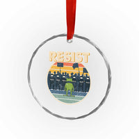 Frog Resist Crystal Glass Ornament Portland Frog Activist Protest Retro Sunset TS11