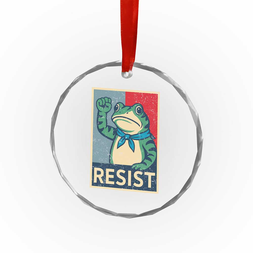 Frog Resist Crystal Glass Ornament Portland Frog Raised Fist Poster Graphic TS11