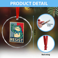 Frog Resist Crystal Glass Ornament Portland Frog Raised Fist Poster Graphic TS11