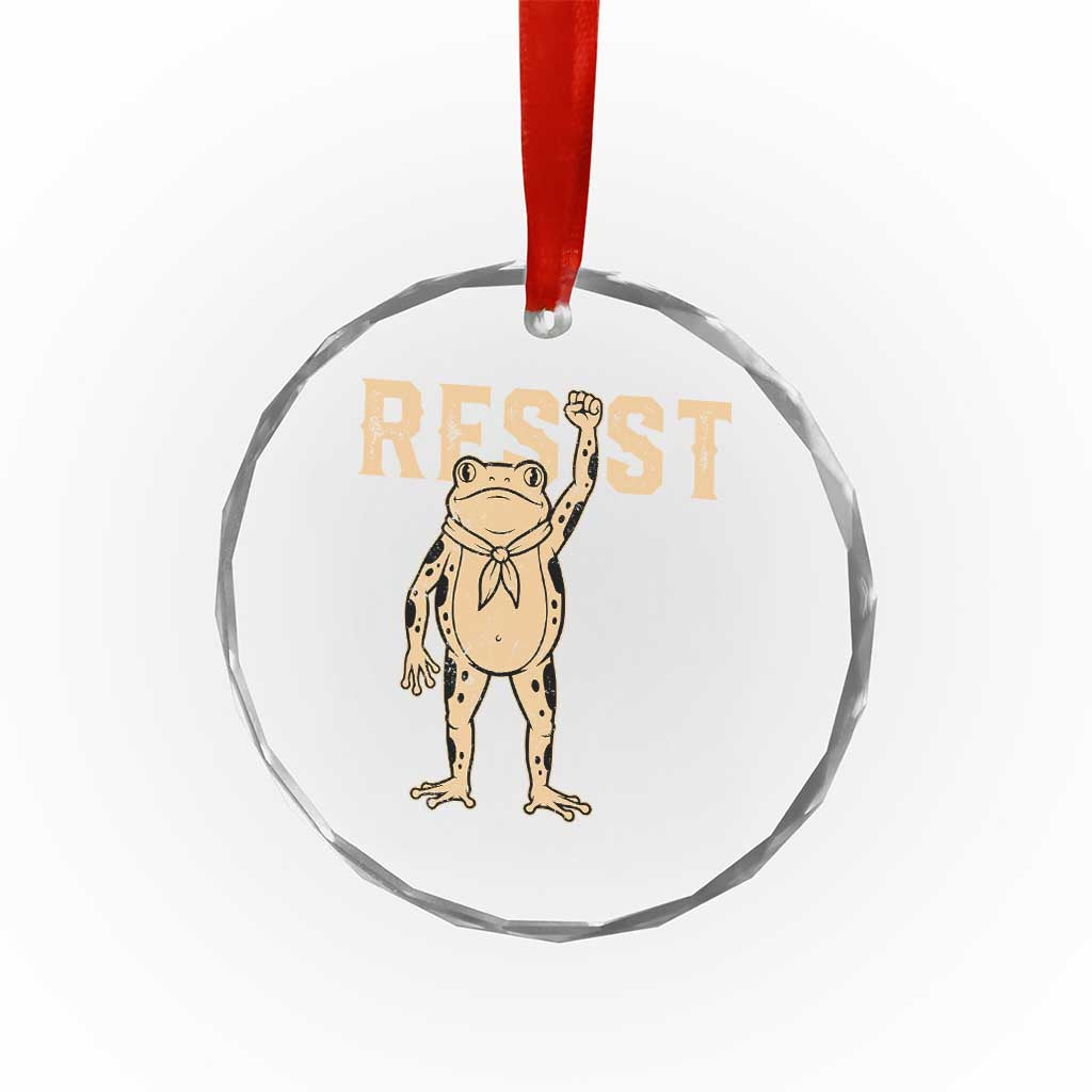 Frog Resist Crystal Glass Ornament Raised Fist Protest Fighter Retro Graphic - Wonder Print Shop