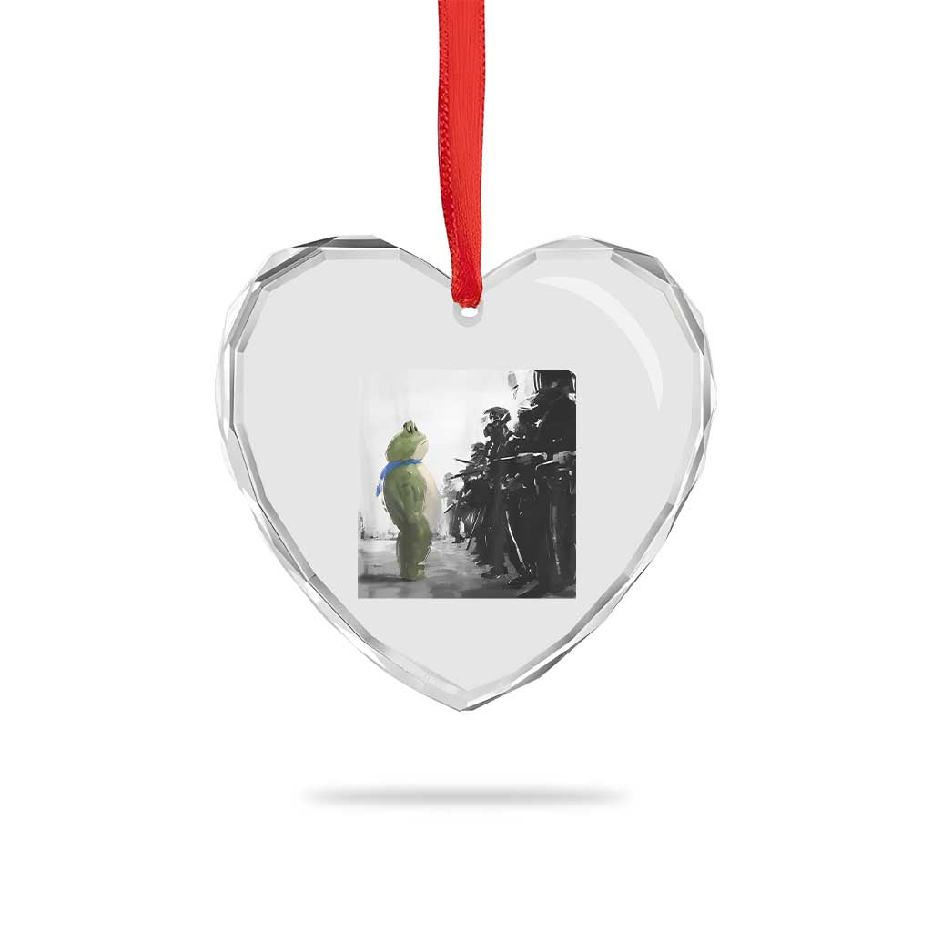 Frog Resist Heart Crystal Glass Ornament Free Portland Oregon Freedom Fighters - Wonder Print Shop