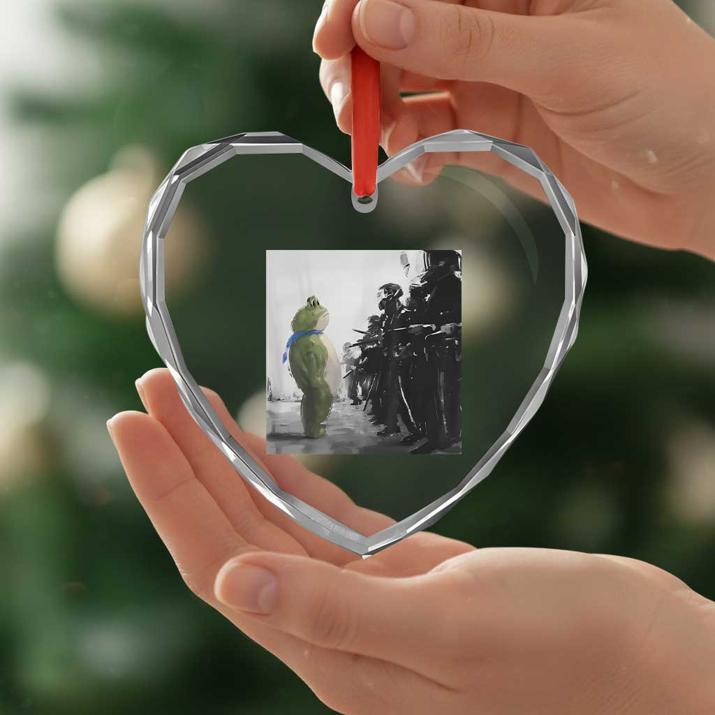 Frog Resist Heart Crystal Glass Ornament Free Portland Oregon Freedom Fighters - Wonder Print Shop