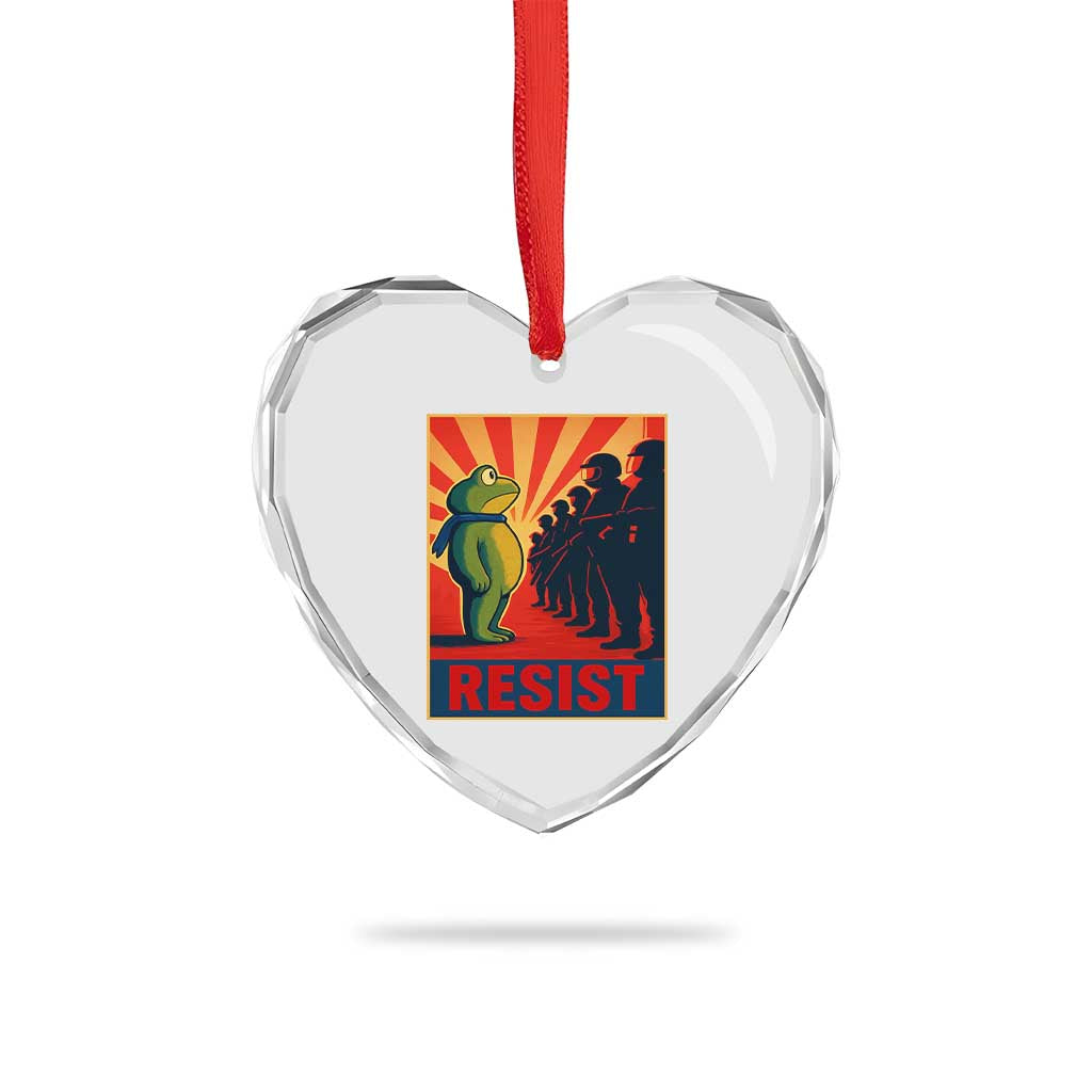 Frog Resist Heart Crystal Glass Ornament Free Portland Oregon Poster Graphic Freedom Fighters - Wonder Print Shop