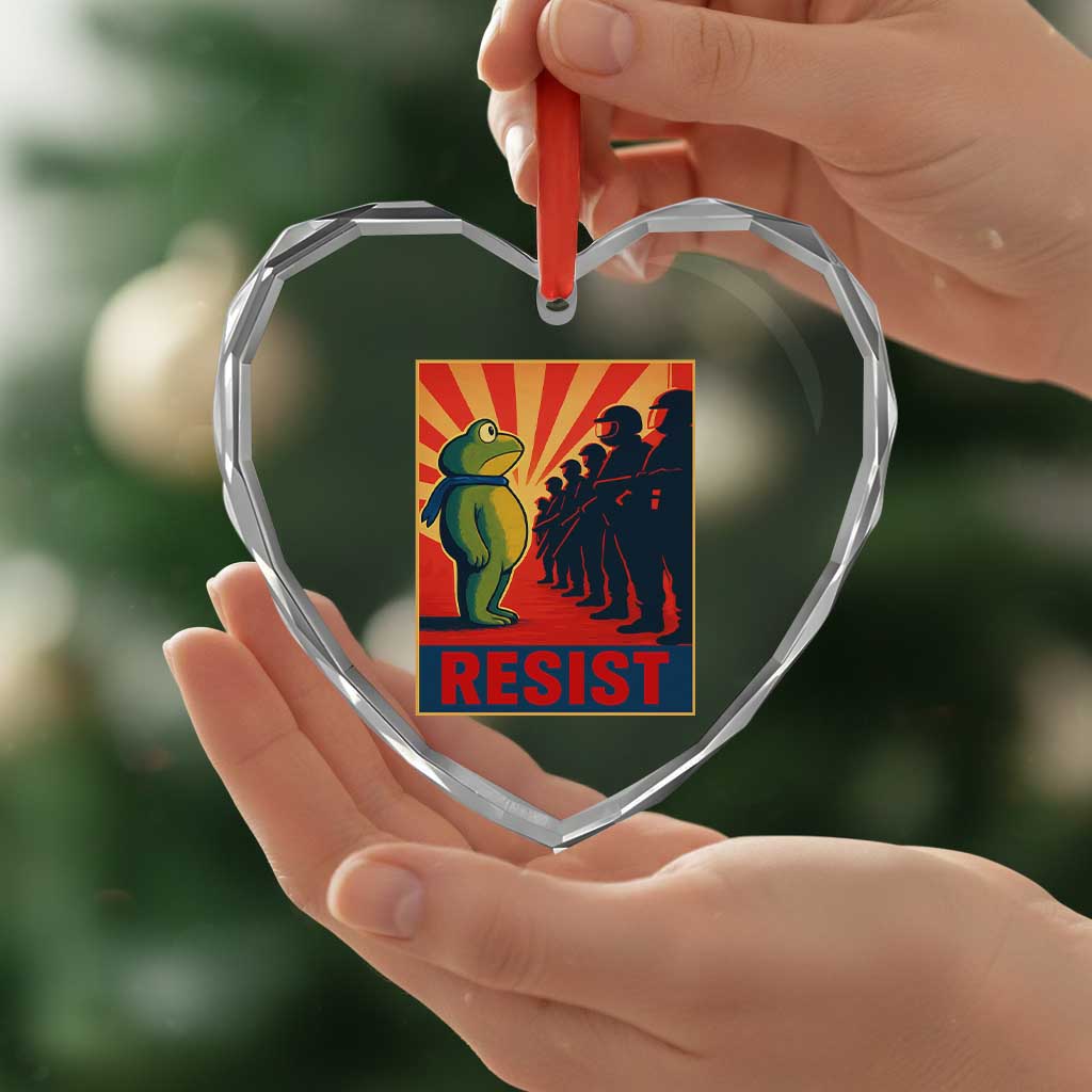 Frog Resist Heart Crystal Glass Ornament Free Portland Oregon Poster Graphic Freedom Fighters - Wonder Print Shop