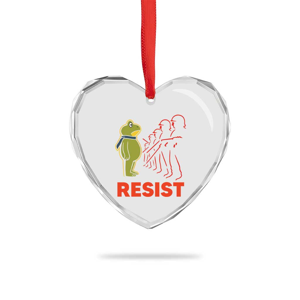 Frog Resist Heart Crystal Glass Ornament Free Portland Political Satire - Wonder Print Shop