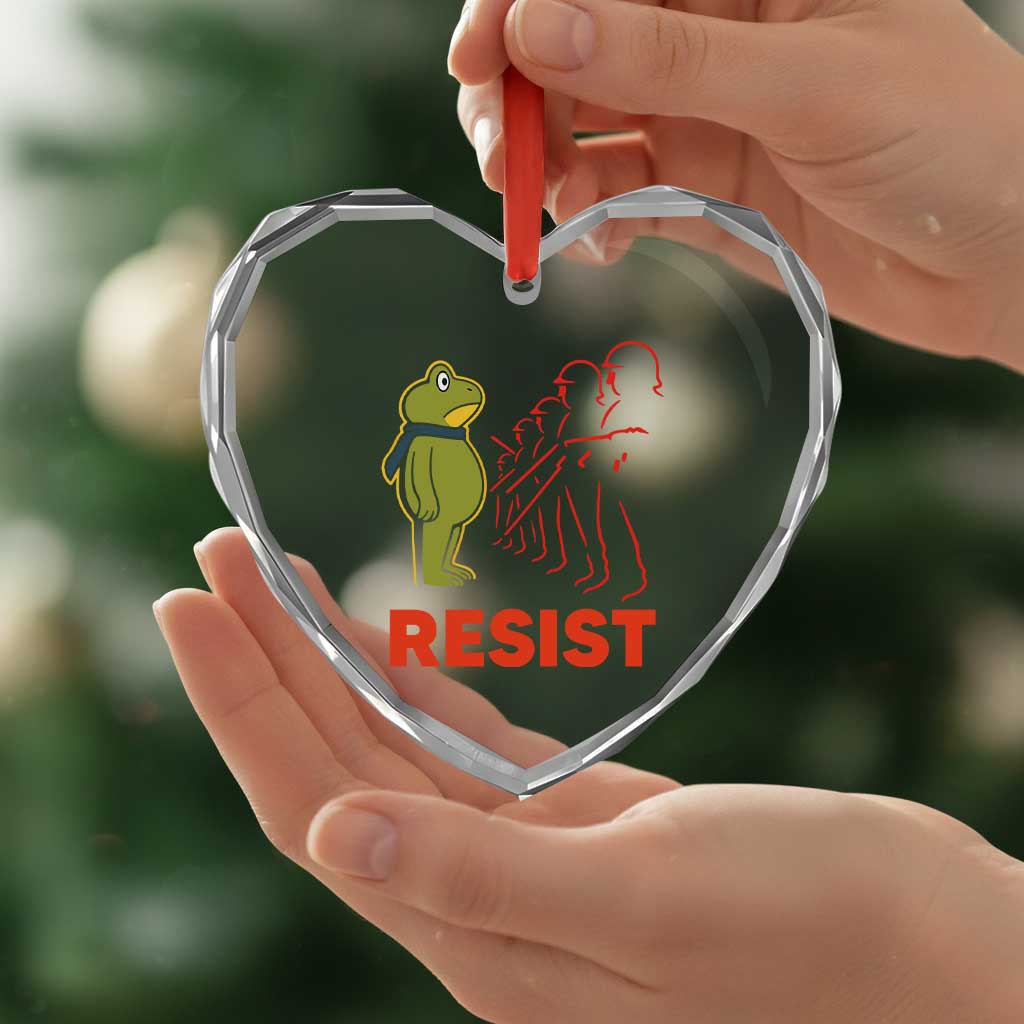Frog Resist Heart Crystal Glass Ornament Free Portland Political Satire - Wonder Print Shop