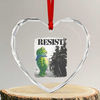 Frog Resist Heart Crystal Glass Ornament Portland Frog Activist Protest City Art - Wonder Print Shop