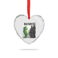 Frog Resist Heart Crystal Glass Ornament Portland Frog Activist Protest City Art - Wonder Print Shop