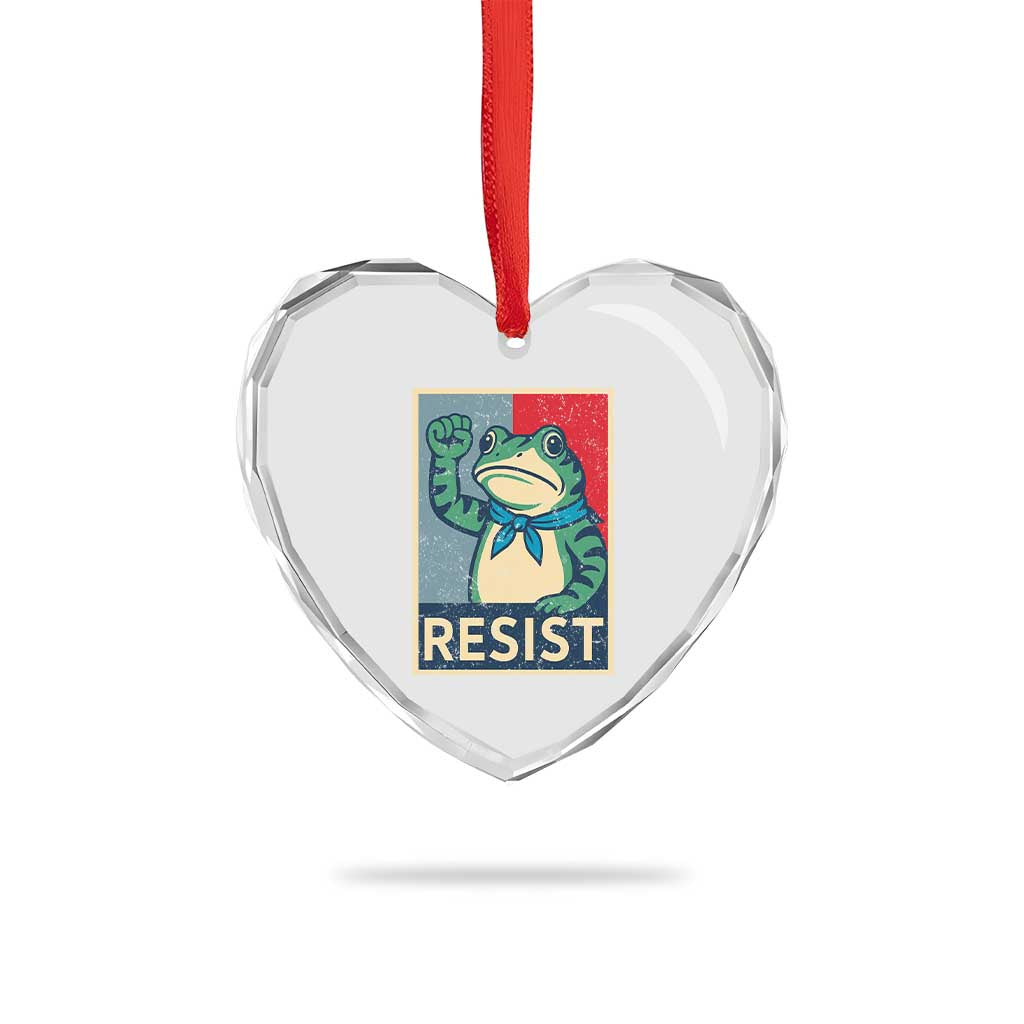 Frog Resist Heart Crystal Glass Ornament Portland Frog Raised Fist Poster Graphic - Wonder Print Shop
