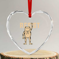 Frog Resist Heart Crystal Glass Ornament Raised Fist Protest Fighter Retro Graphic - Wonder Print Shop