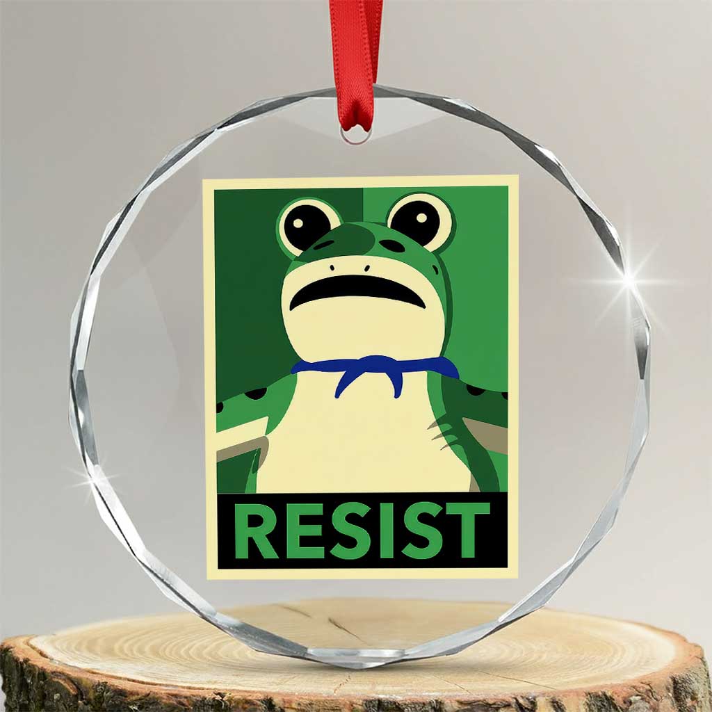 Frog Resist Poster Graphic Crystal Glass Ornament Portland Resistance Protest Minimalist - Wonder Print Shop