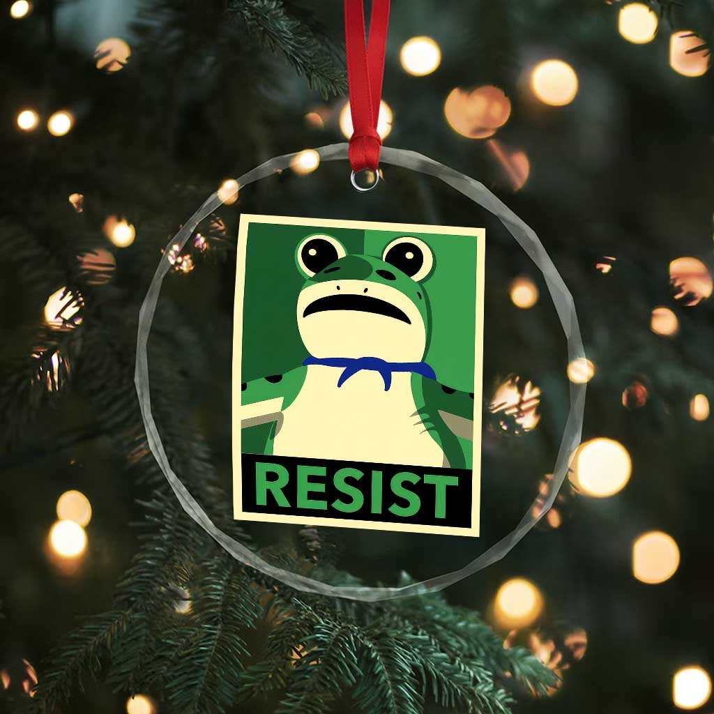 Frog Resist Poster Graphic Crystal Glass Ornament Portland Resistance Protest Minimalist - Wonder Print Shop