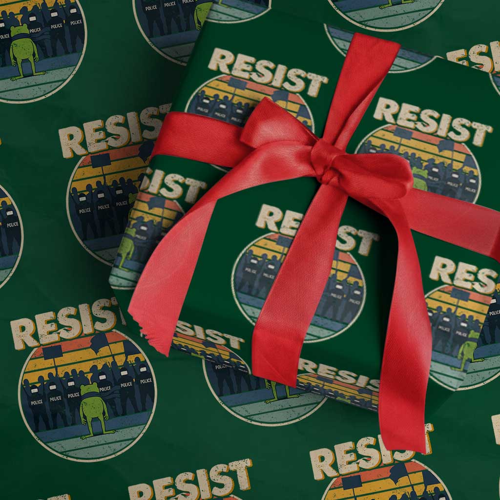 Frog Resist Wrapping Paper Roll Portland Frog Activist Protest Retro Sunset - Wonder Print Shop