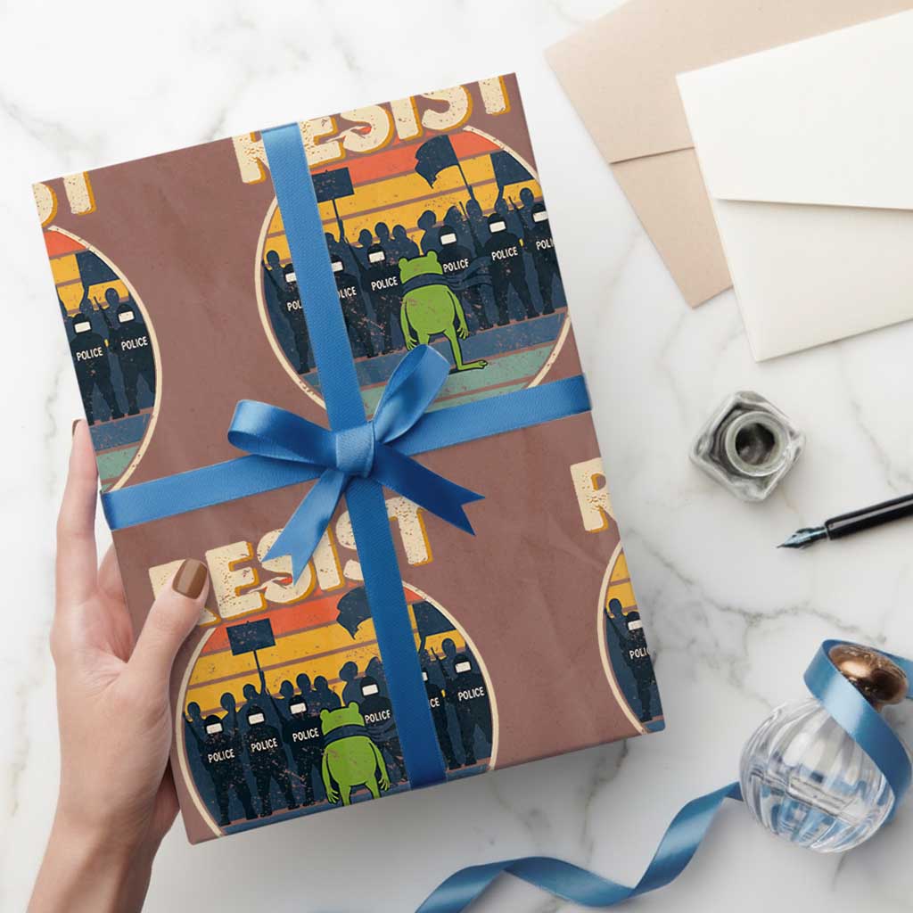 Frog Resist Wrapping Paper Roll Portland Frog Activist Protest Retro Sunset - Wonder Print Shop