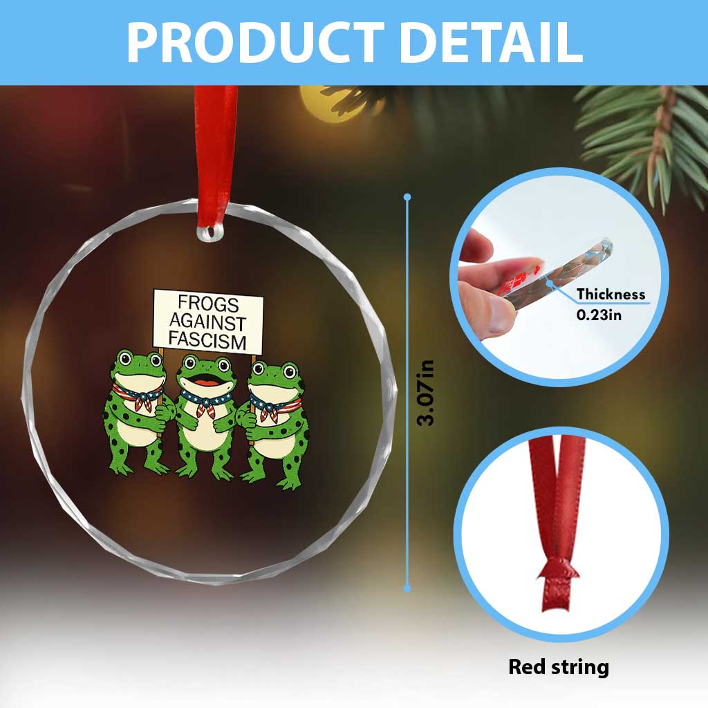 Frogs Against Fascism Crystal Glass Ornament Funny Portland Meme Humor Gift - Wonder Print Shop