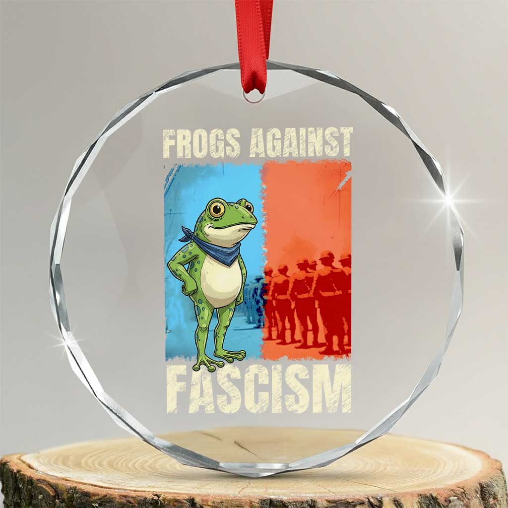 Frogs Against Fascism Crystal Glass Ornament Portland Protest Vintage Meme Gift - Wonder Print Shop