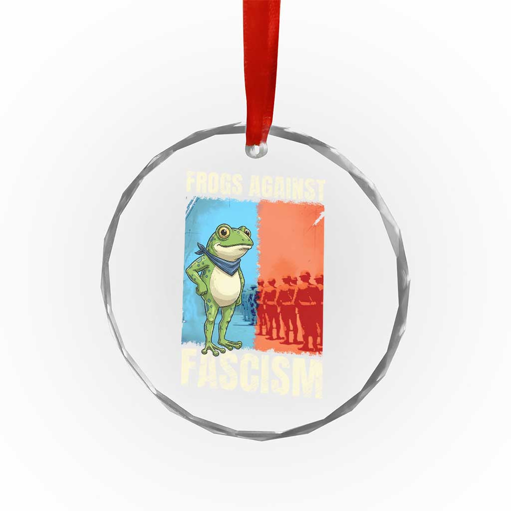 Frogs Against Fascism Crystal Glass Ornament Portland Protest Vintage Meme Gift - Wonder Print Shop