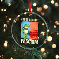 Frogs Against Fascism Crystal Glass Ornament Portland Protest Vintage Meme Gift - Wonder Print Shop