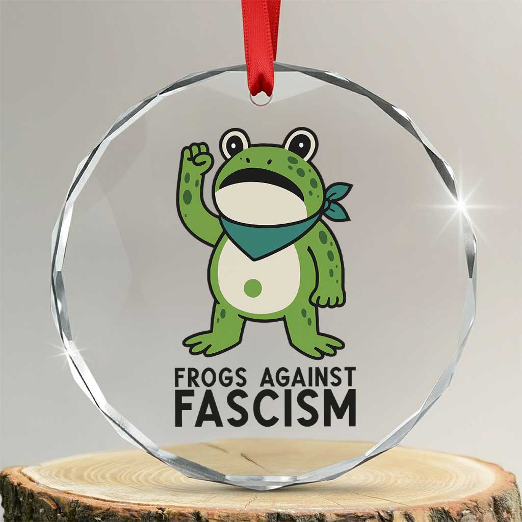 Frogs Against Fascism Crystal Glass Ornament Portland Resist Protest Antifascist - Wonder Print Shop